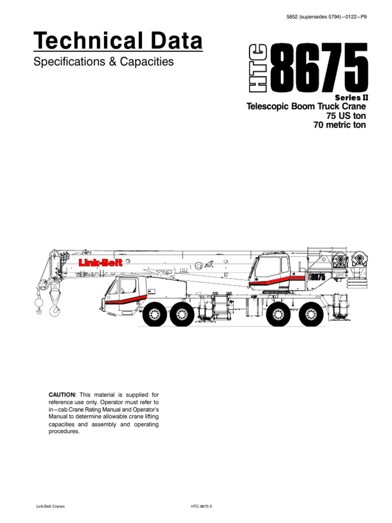 Link-Belt HTC-8675 II Crane Specs | PDF | Crane (Machine ...
