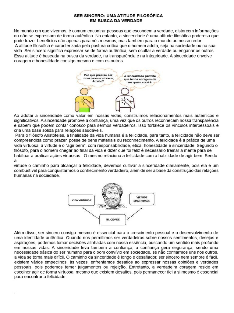 Sinceridade: Caminho para a Verdade e Crescimento | PDF | Felicidade ...