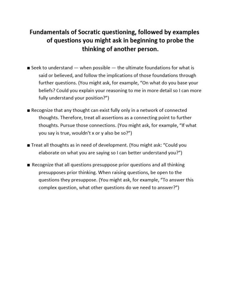 Socratic Questioning Techniques and Examples | PDF