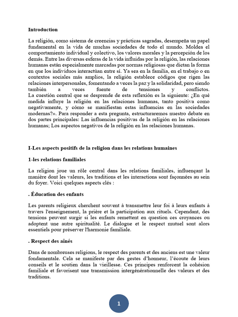 Influence de la religion sur les relations humaines | PDF | Tolérance ...