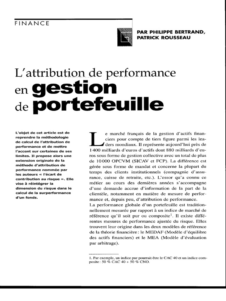 L'attribution de Performance e | PDF