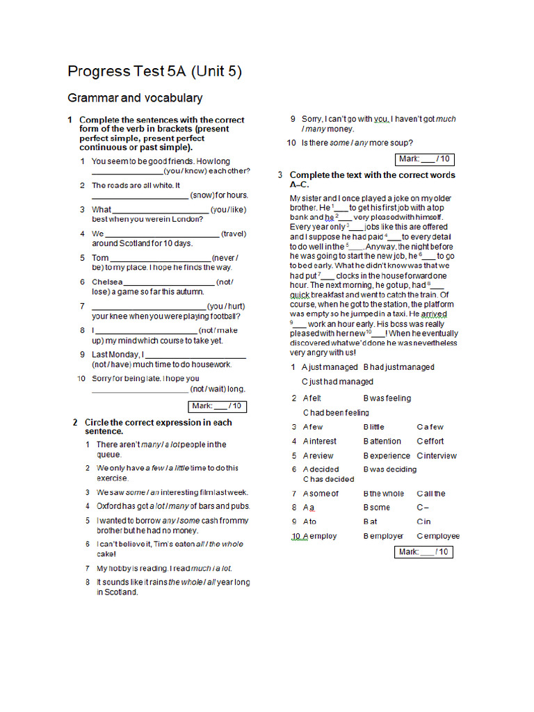 Tests Unit 5 | PDF