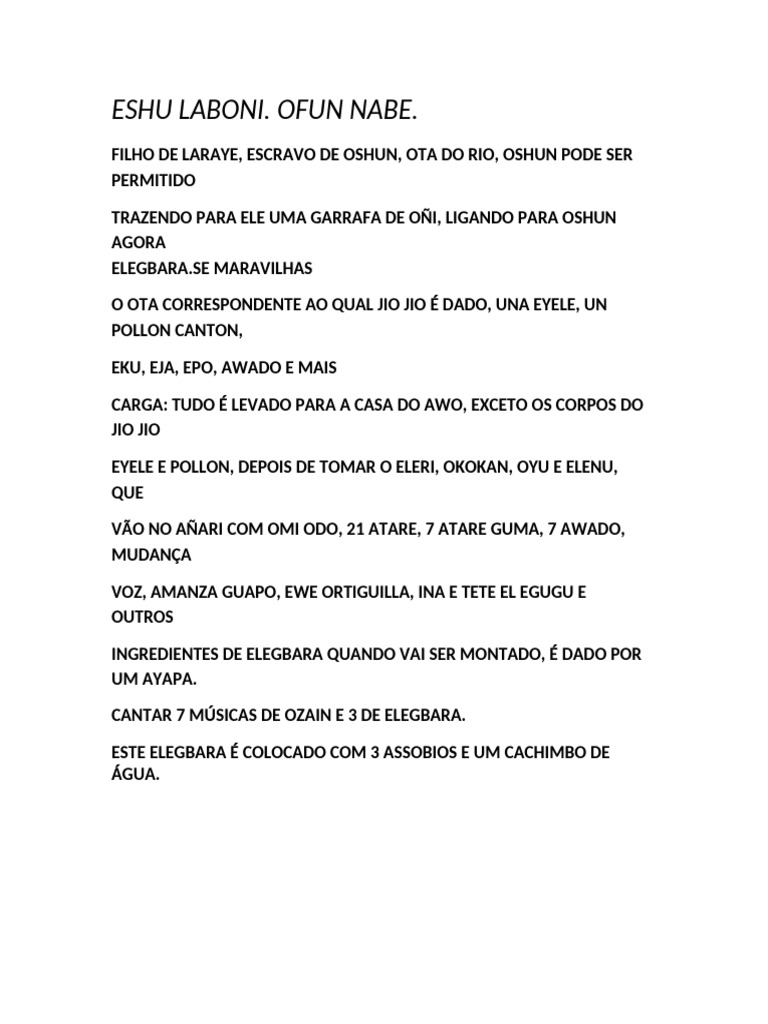 Significado de Eshu Laboni | PDF