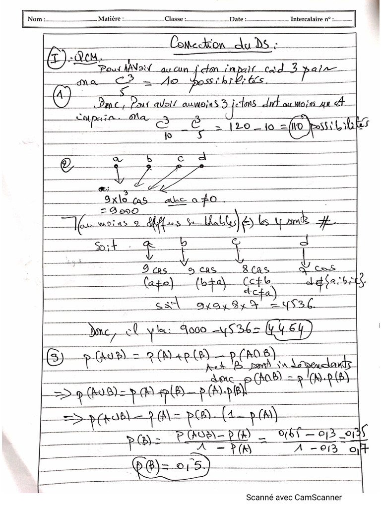 Correction Ds de Probas | PDF