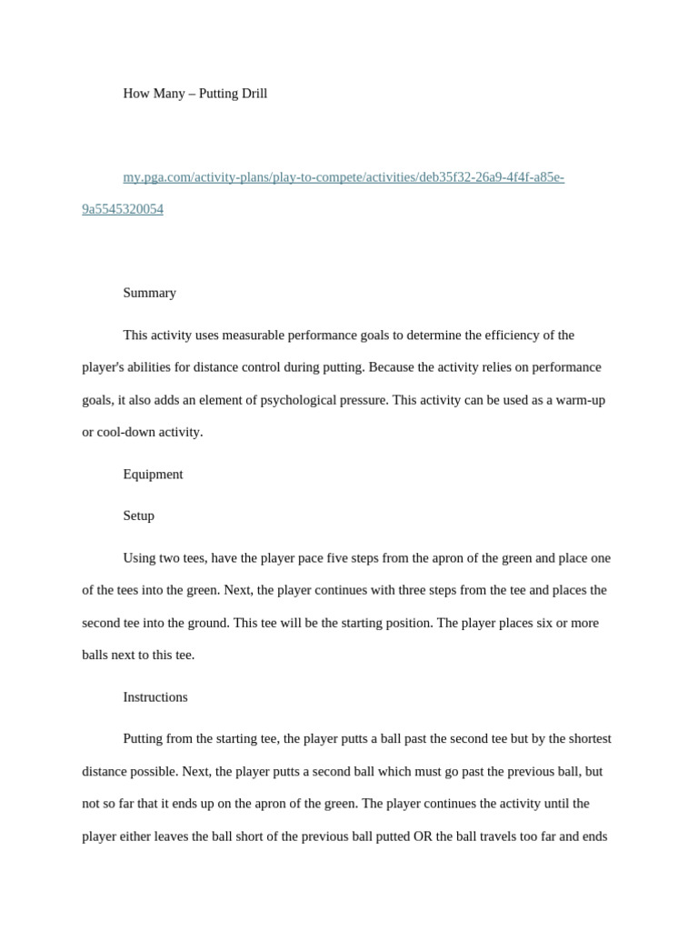 Putting Drill for Distance Control | PDF