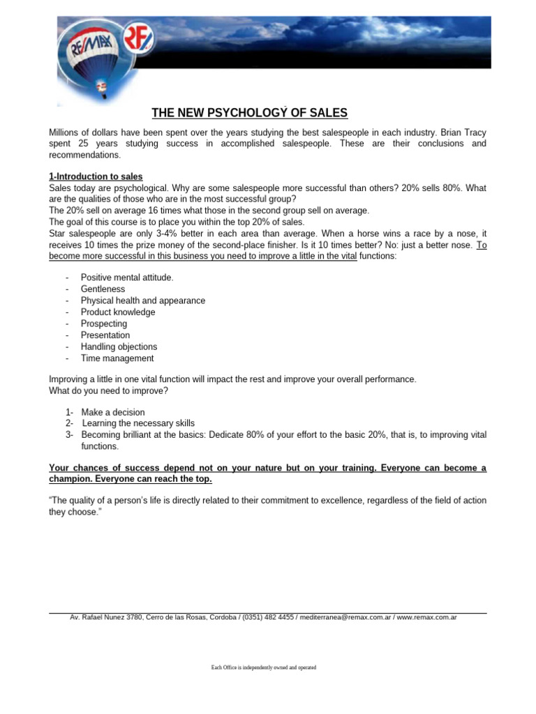 SALES PSYCHOLOGY (Brian Tracy) | PDF | Sales | Self Esteem