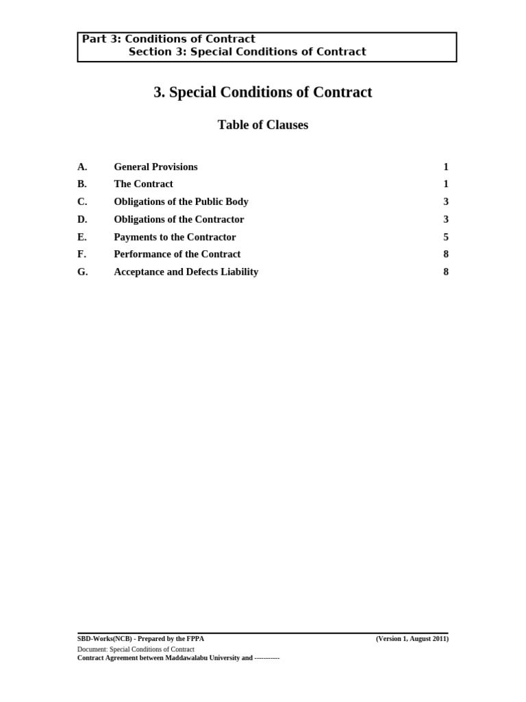 Special Conditions of The Contract | PDF | Insurance | Payments