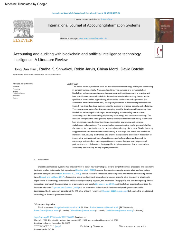 Blockchain & AI in Accounting Review | PDF | Accounting | Audit