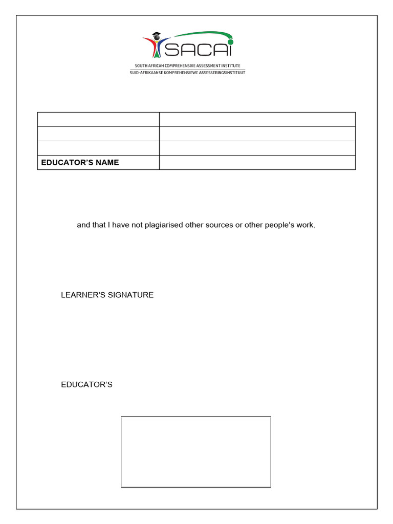 Learner Declaration of Authenticity Form | PDF