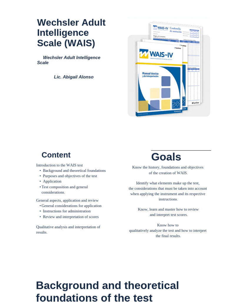 Overview of the Wechsler Adult Intelligence Scale | PDF | Wechsler ...