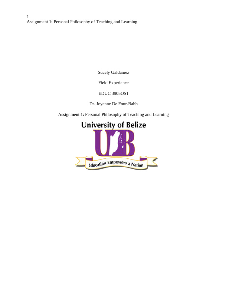 Assignment 1 - Personal Philosophy of Teaching and Learning | PDF ...