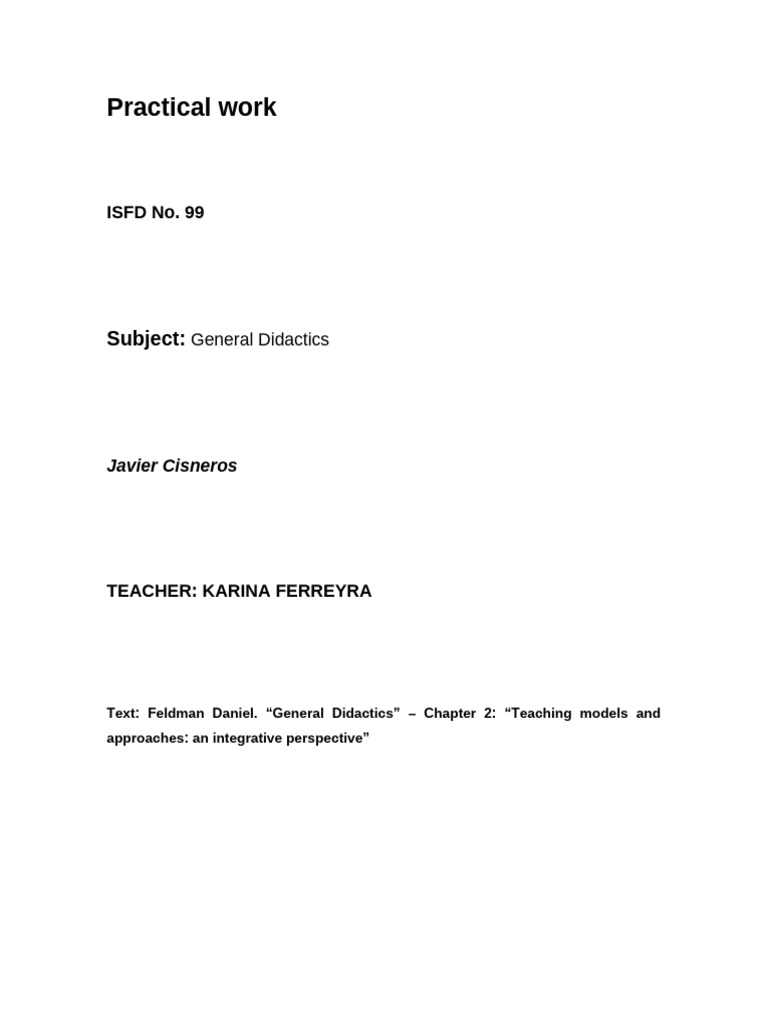 Practical Work in Teaching Approaches | PDF | Learning | Teaching Method