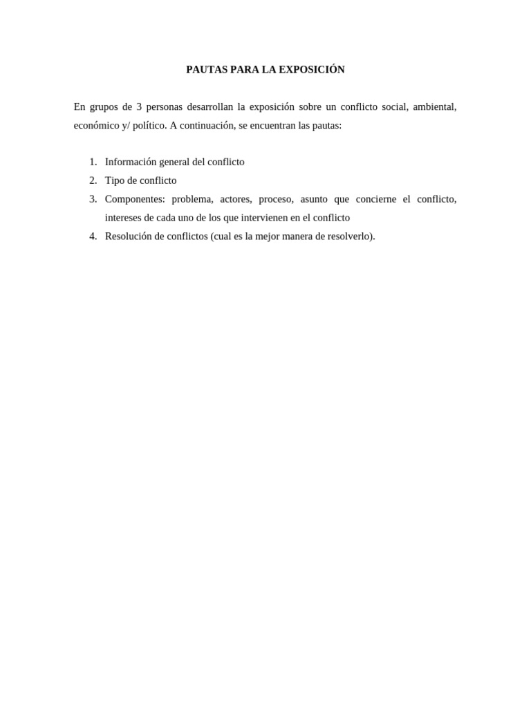 Pautas para Exposición de Conflictos | PDF