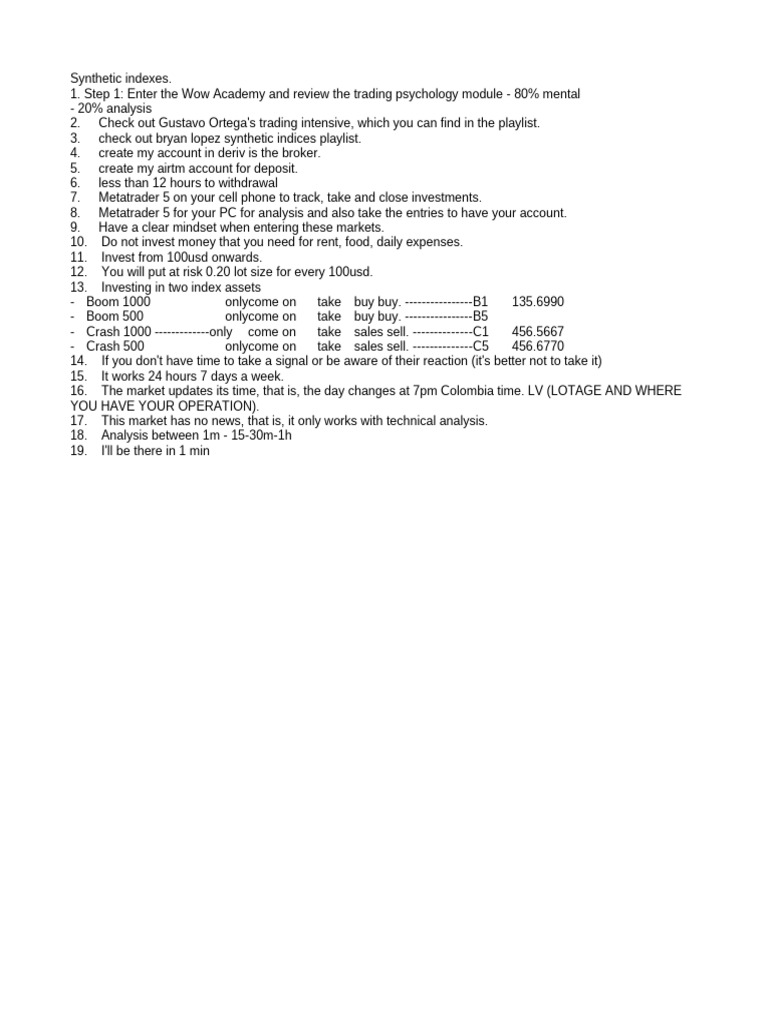 Basic Synthetic Indices | PDF