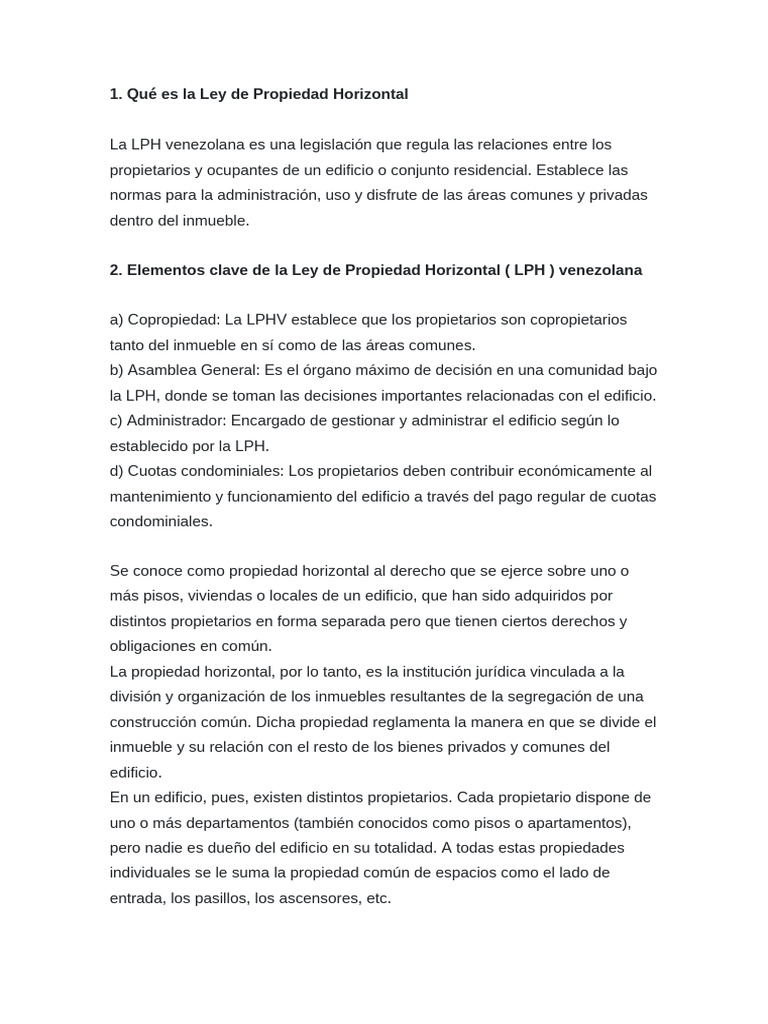 Qué Es La Ley de Propiedad Horizontal | PDF | Condominio | Propiedad