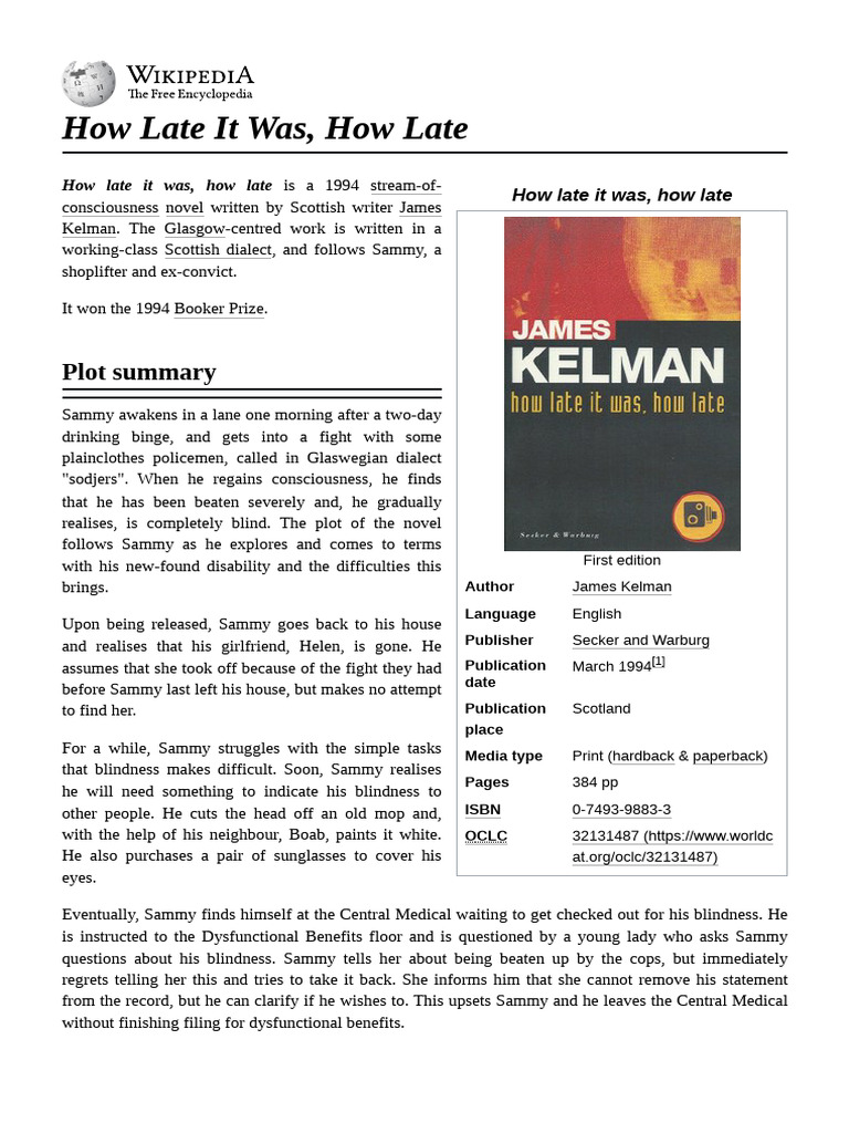 How Late It Was, How Late | PDF