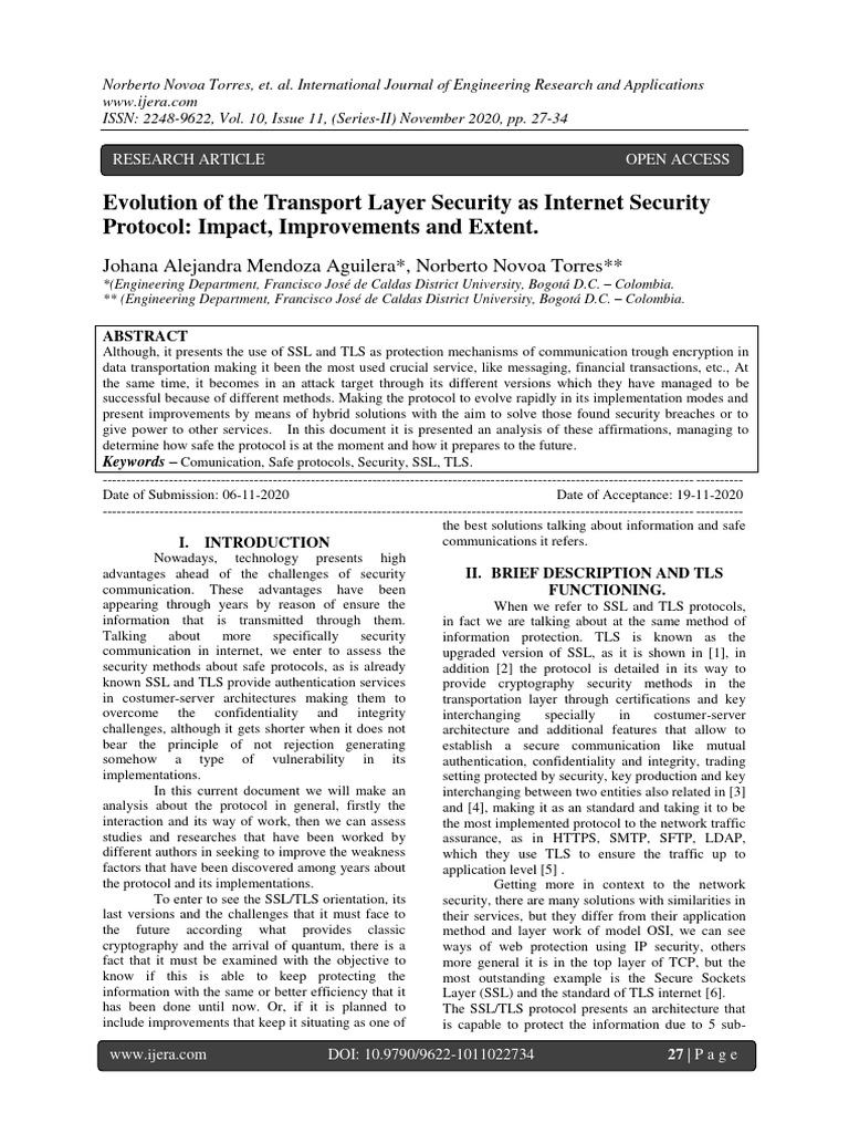 Evolution of The Transport Layer Securit | PDF | Transport Layer ...