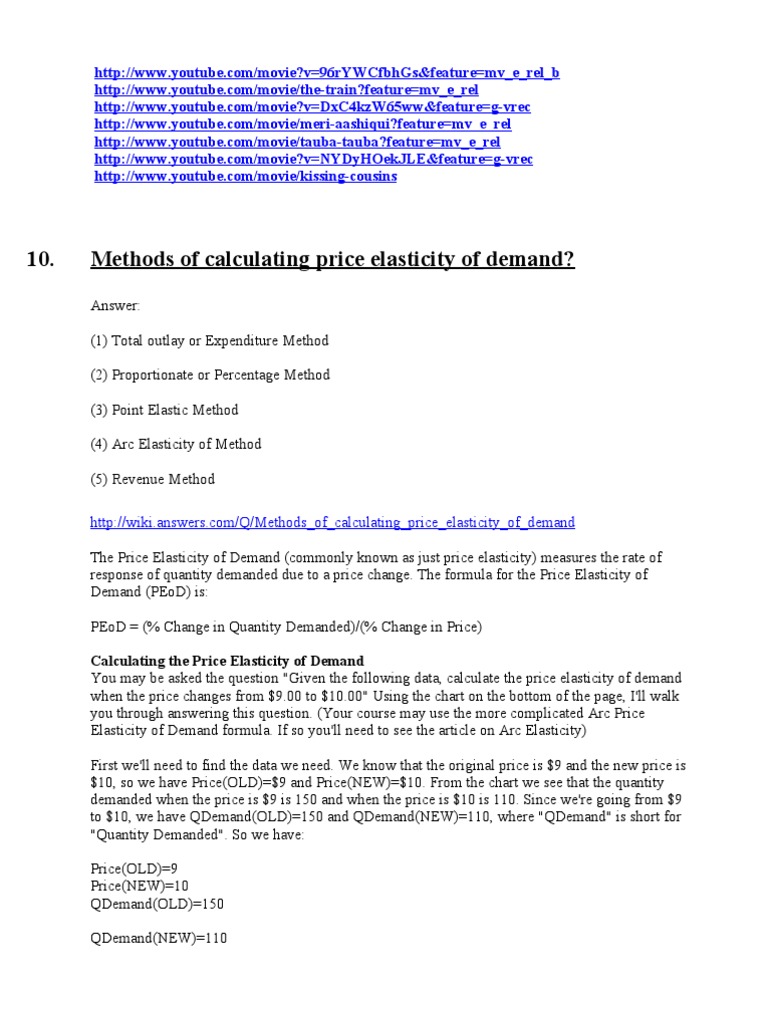 Calculate Price Elasticity of Demand | PDF | Price Elasticity Of Demand ...