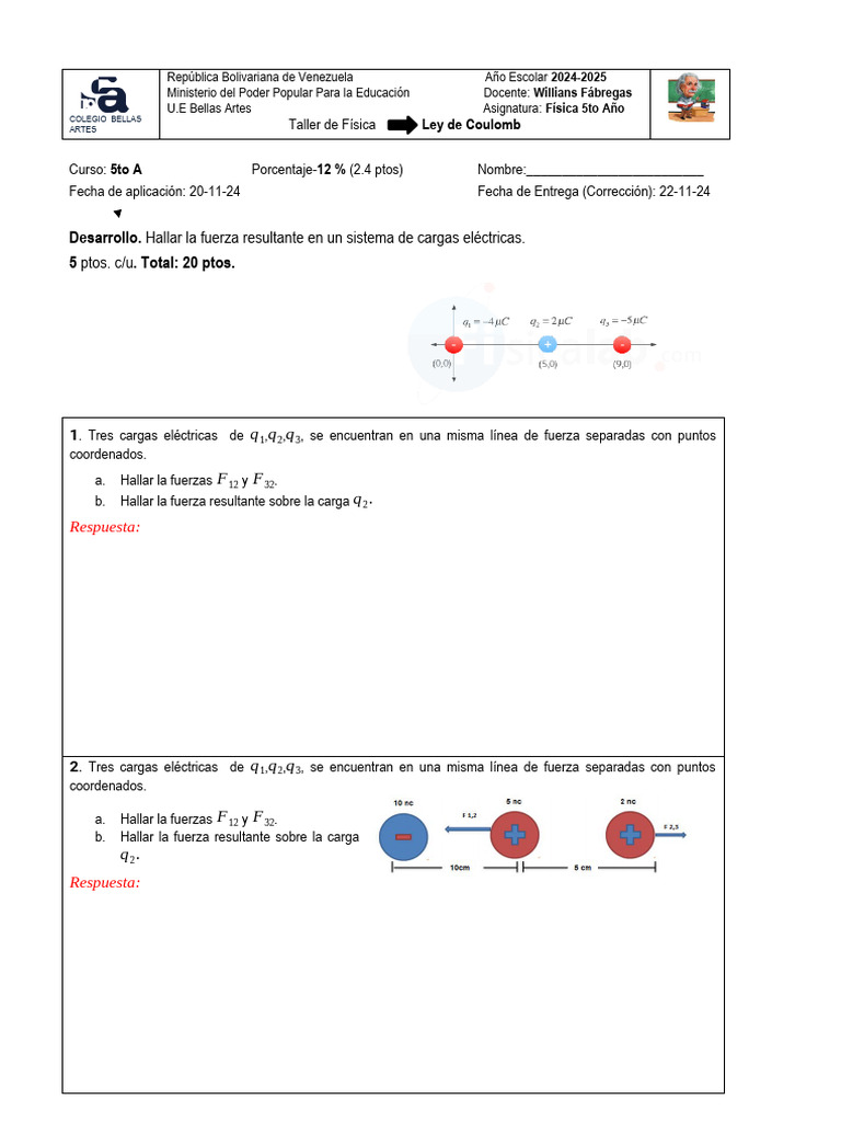 Taller Ley de Coulomb 5to B | PDF