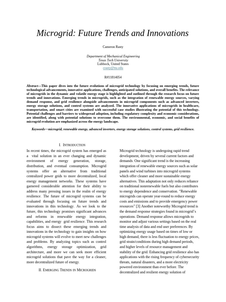 Microgrid Paper ECE 3301 SPR 24 | PDF | Distributed Generation ...