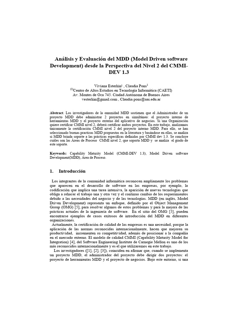 MDD y CMMI Nivel 2: Análisis de Soporte | PDF | Software | Ingeniería ...