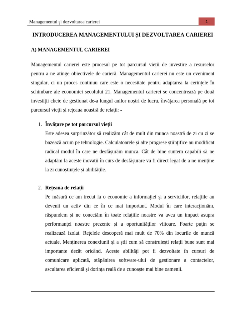 Planificarea Și Managementul Final Al Carierei | PDF