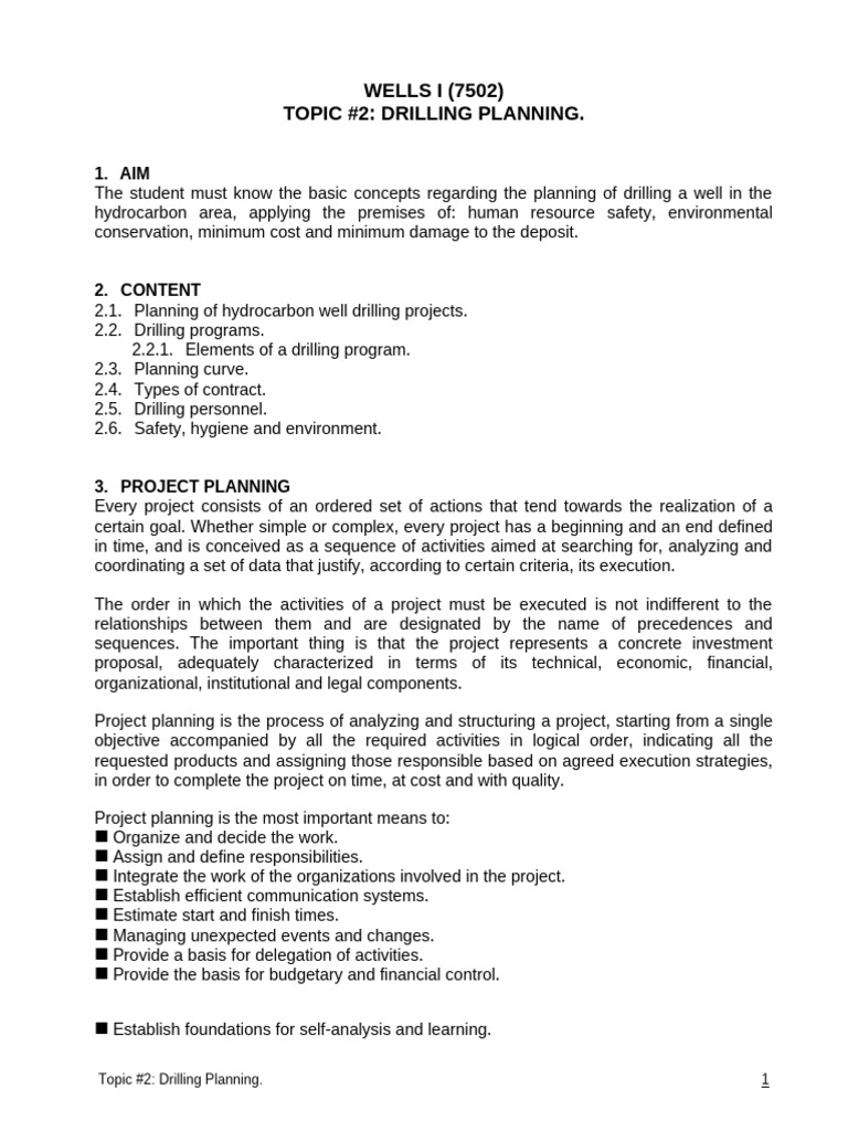 Drilling Planning for Hydrocarbon Wells | PDF | Oil Well | Petroleum ...