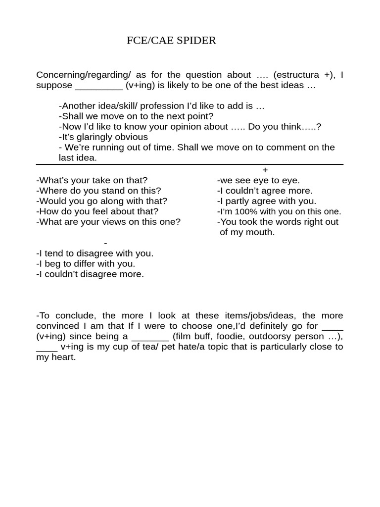 FCE/CAE Spidergram Techniques | PDF