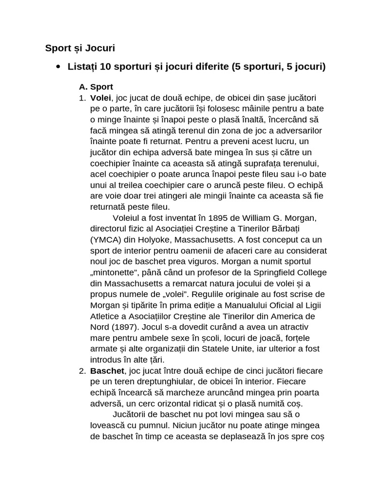 Sporturi Și Jocuri | PDF