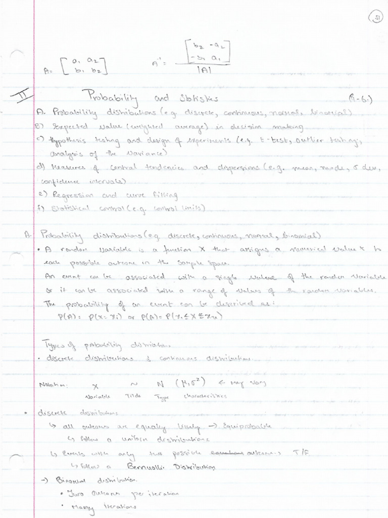 FE Notebook Probability and Statistics Chapter | PDF