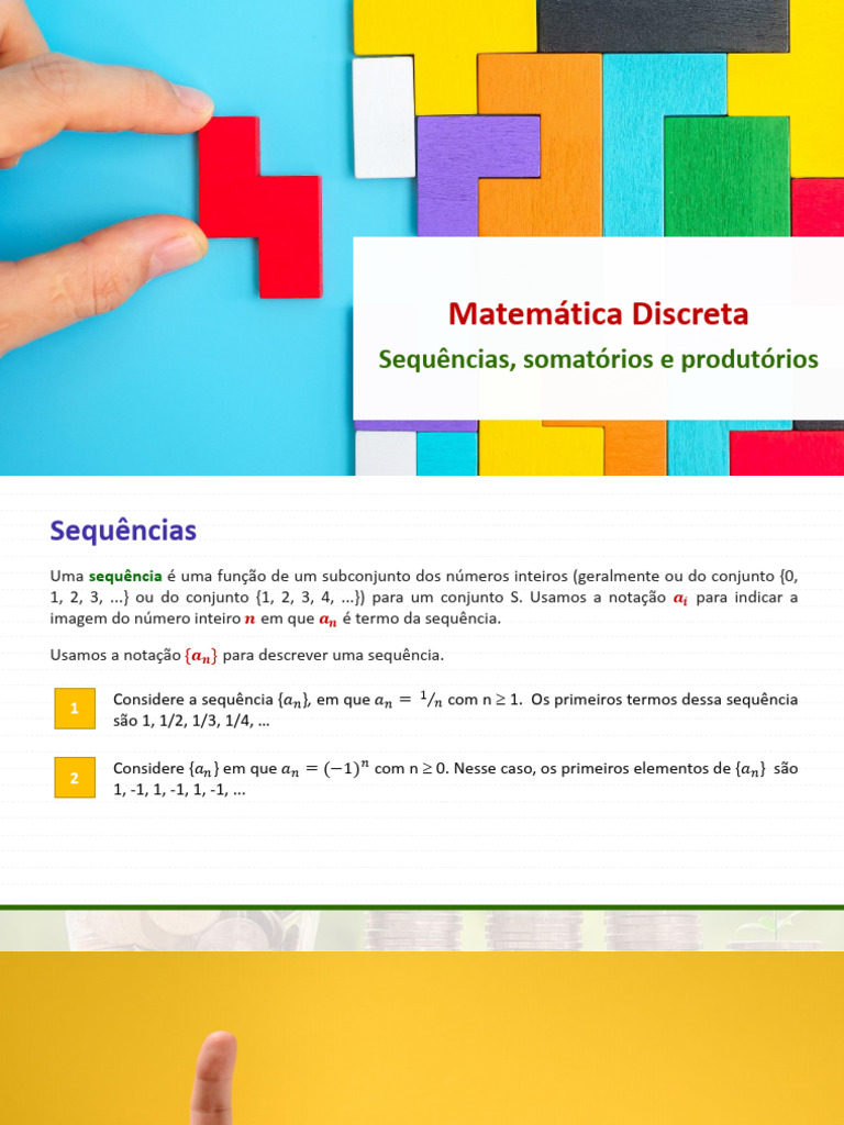 Sequências, Somatórios e Produtórios | PDF | Sequência | Somatório