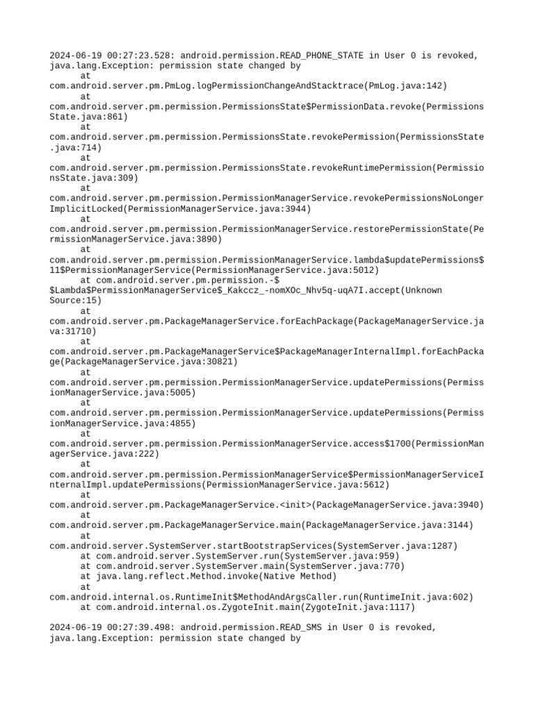 Android Permission Revocation Log | PDF