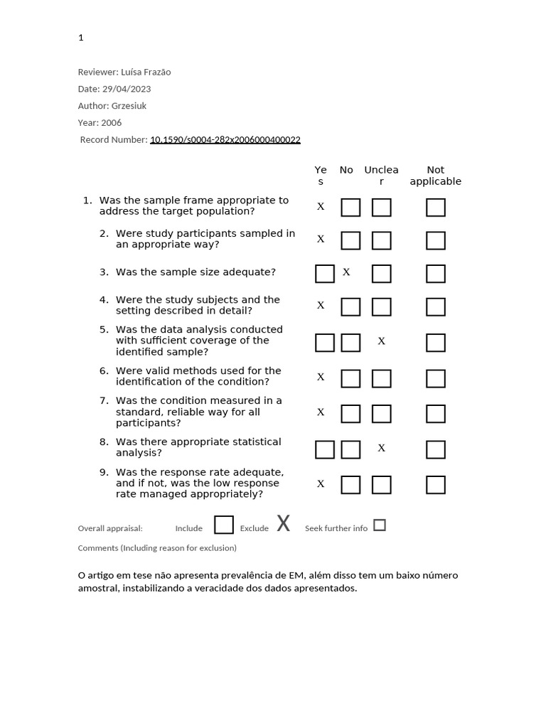 avaliação_risco_de_viés | PDF | Sampling (Statistics) | Sample Size ...