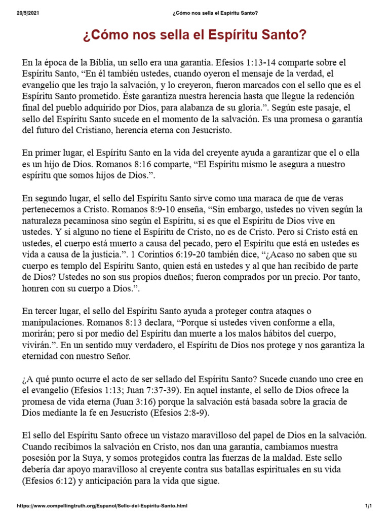 Sello del Espíritu Santo en la Salvación | PDF | Cristo (título ...