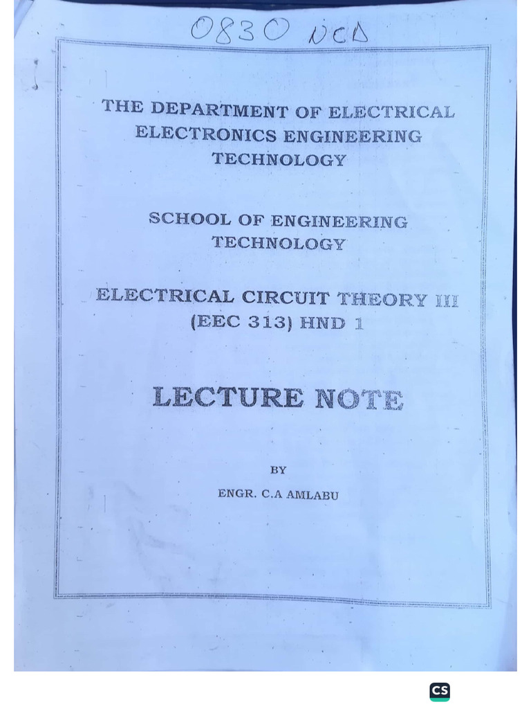 EEC 313 Lecture Notes PDF Download | PDF