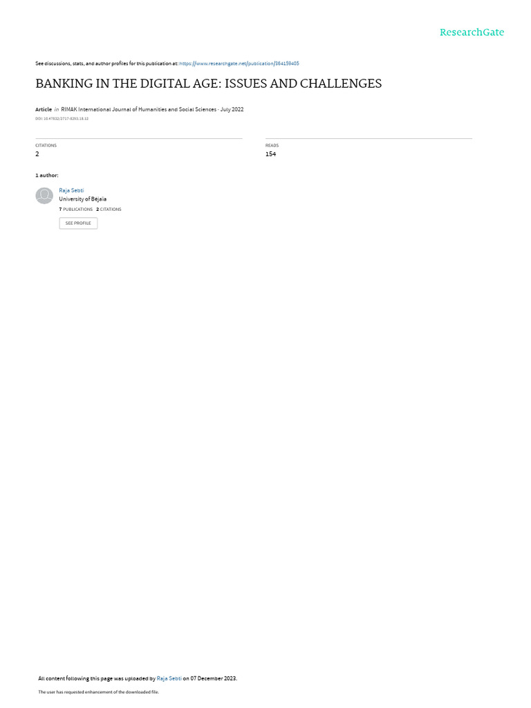 Banking in The Digital Age Issues and Challenges20221004034912 | PDF ...