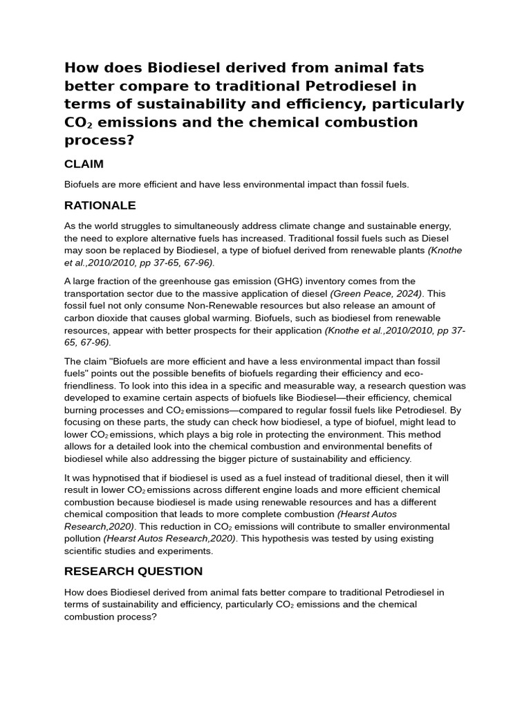 Biodiesel vs Petrodiesel: Emissions Impact | PDF | Biodiesel | Diesel Fuel