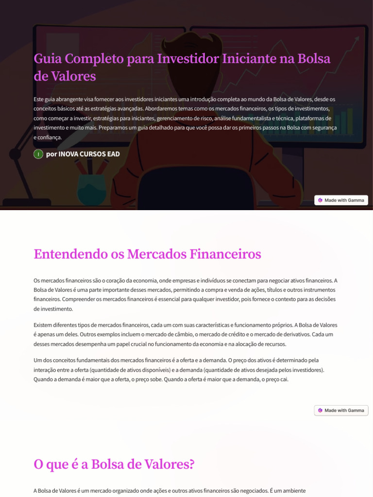 Guia para Iniciantes na Bolsa de Valores | PDF | Mercado (economia ...