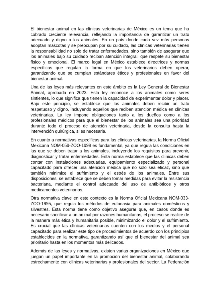 Bienestar Animal en Clínicas Veterinarias México | PDF | Bienestar de ...