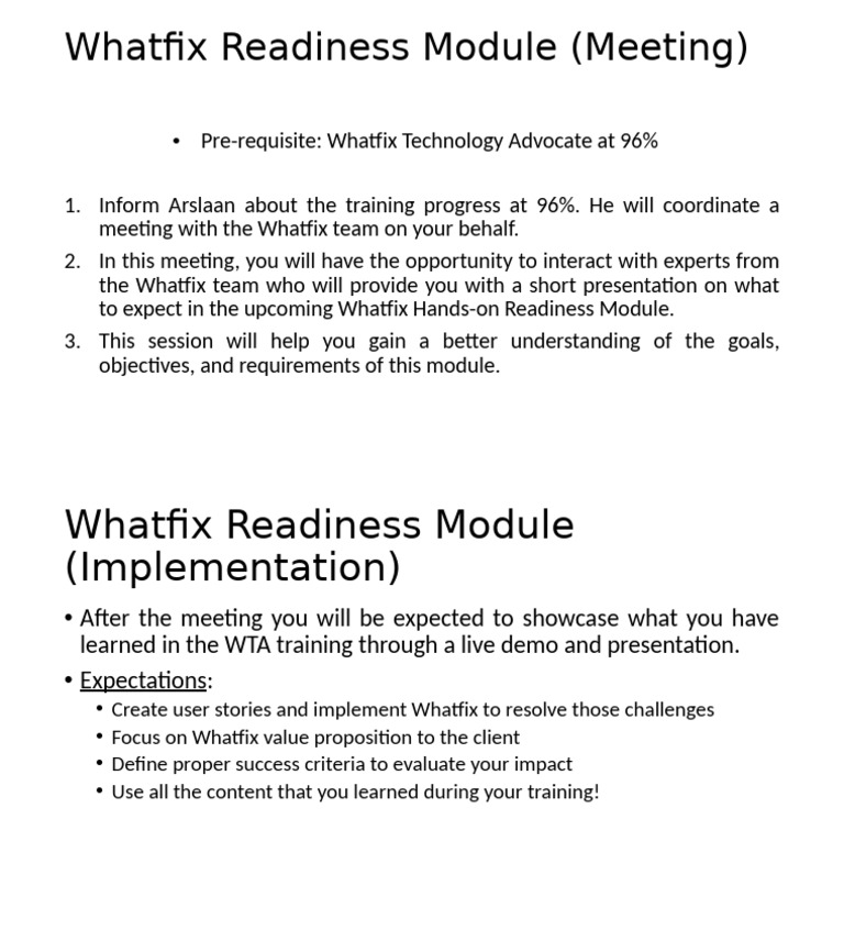 Whatfix Readiness Module Overview | PDF