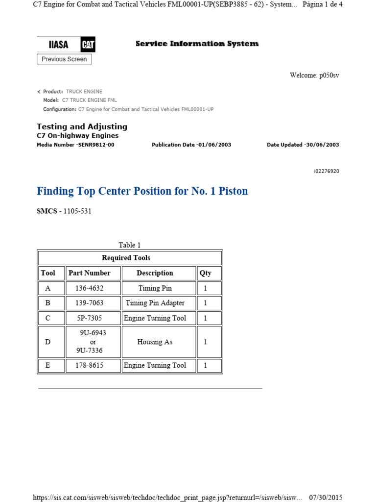 PMS de Un Motor C7 en Camión | PDF | Engines | Piston