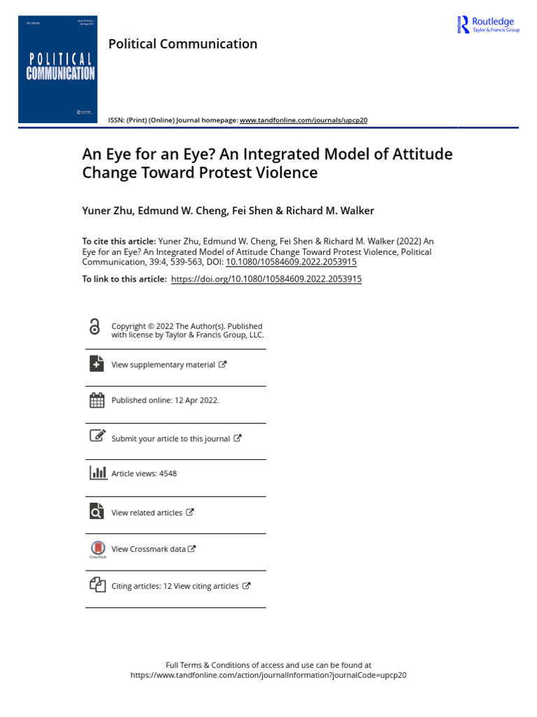 An Eye For An Eye An Integrated Model of Attitude Change Toward Protest ...