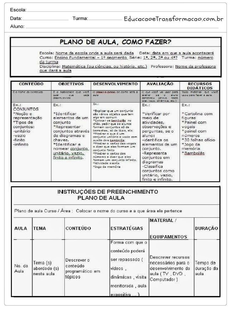 Plano de Aula Ensino Fundamental | PDF
