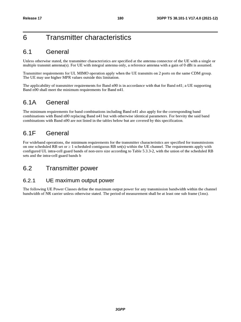 UE Transmitter Power Class Specifications | PDF | Orthogonal Frequency ...