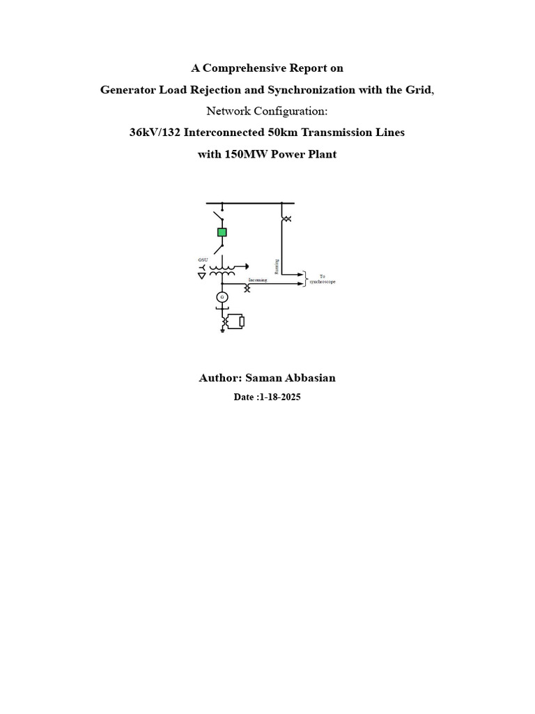 Generator Load Rejection & Grid Sync Report | PDF | Electrical Grid ...