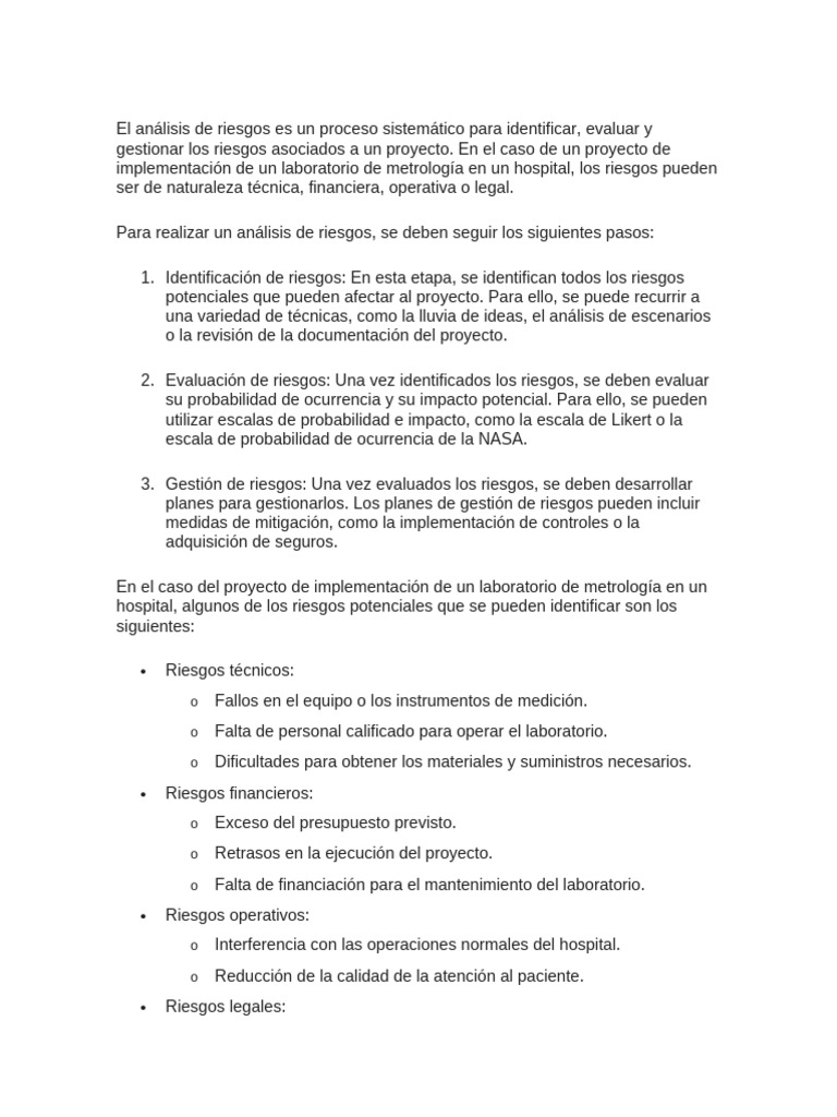 Análisis de Riesgos en Laboratorios Hospitalarios | PDF | Laboratorios ...