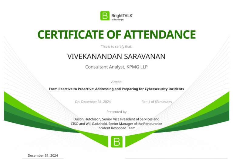 Brighttalk Viewing Certificate From Reactive To Proactive - Addressing ...