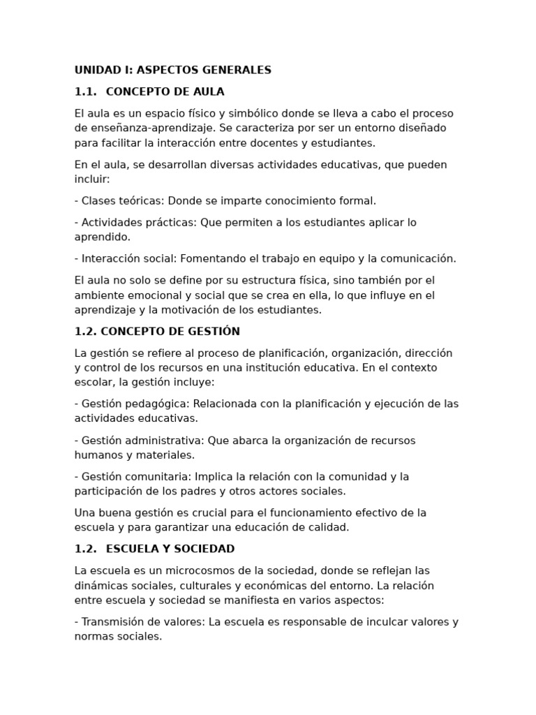 Conceptos Clave del Aula y Gestión Escolar | PDF | Salón de clases ...