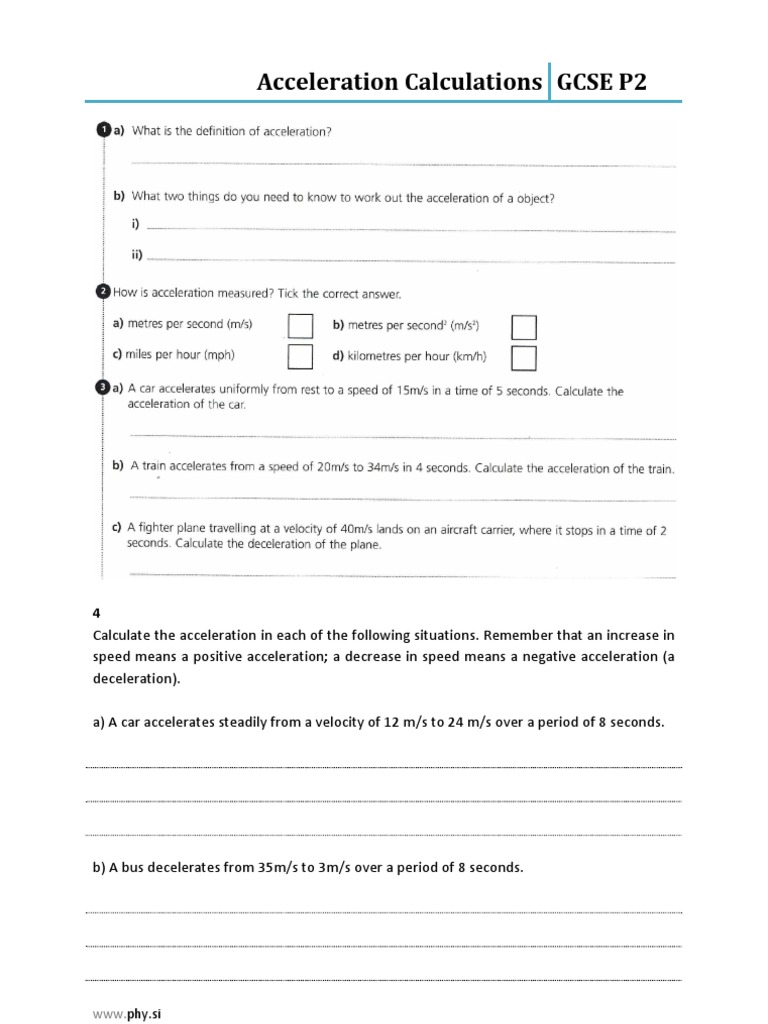 Acceleration Calculations | PDF