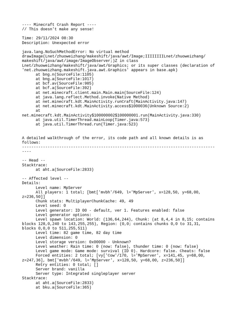 Minecraft Crash Report Analysis | PDF | Java (Programming Language ...
